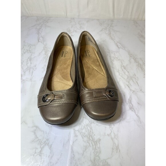 Clarks Women's Concert Band Wedge Leather Pump Shoes Brown Metallic 7.5M - Picture 7 of 8